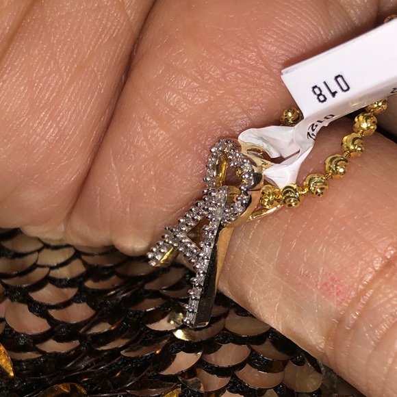 10k solid gold real diamond initial pendant beautiful heart letter best gift WOW - Picture 5 of 11